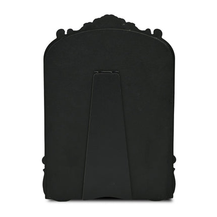 12" Black Solid Wood Scalloped Framed Makeup Shaving Tabletop Mirror