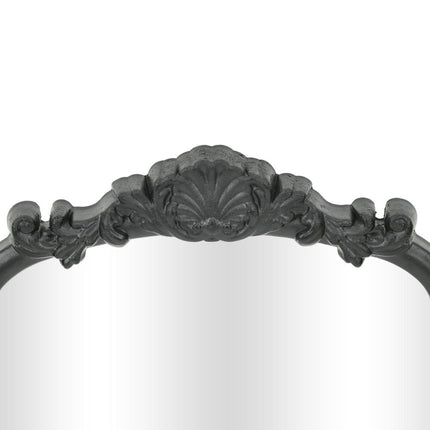 12" Black Solid Wood Scalloped Framed Makeup Shaving Tabletop Mirror