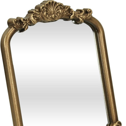 12" Gold Solid Solid Wood Scalloped Framed Makeup Shaving Tabletop Mirror HomeRoots
