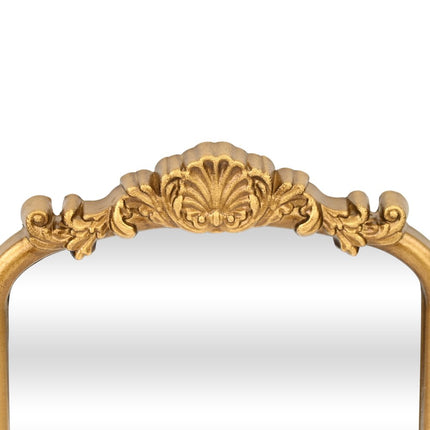 12" Gold Solid Solid Wood Scalloped Framed Makeup Shaving Tabletop Mirror HomeRoots