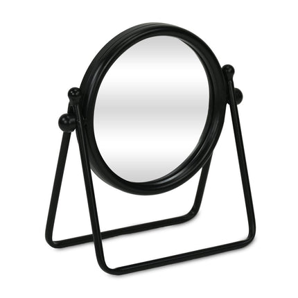 10" Black Metal Round Framed Adjustable Makeup Shaving Tabletop Mirror HomeRoots
