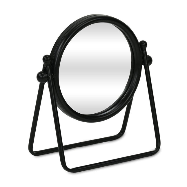 10" Black Metal Round Framed Adjustable Makeup Shaving Tabletop Mirror HomeRoots