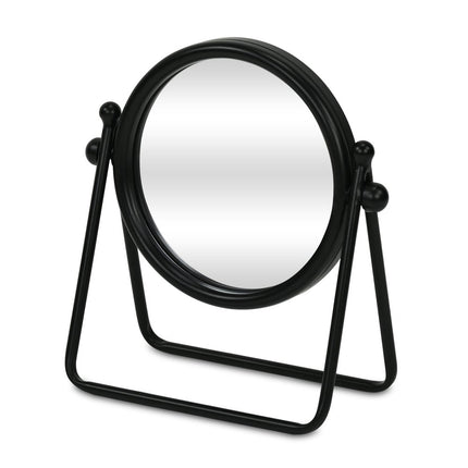 10" Black Metal Round Framed Adjustable Makeup Shaving Tabletop Mirror