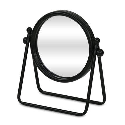 10" Black Metal Round Framed Adjustable Makeup Shaving Tabletop Mirror HomeRoots