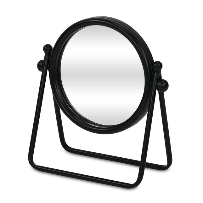 10" Black Metal Round Framed Adjustable Makeup Shaving Tabletop Mirror