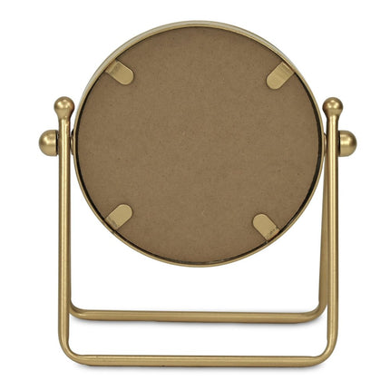 10" Gold Metal Round Tilting Framed Makeup Shaving Tabletop Mirror HomeRoots