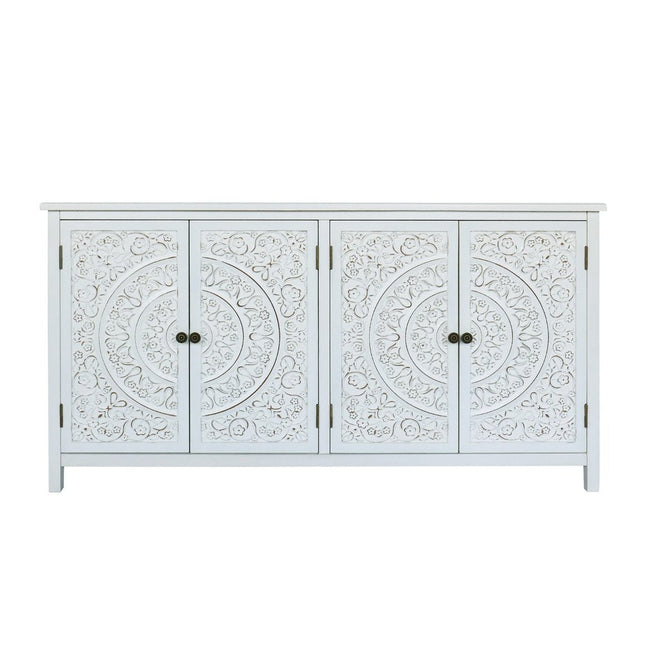 60" White Wood Sideboard With Four Doors HomeRoots