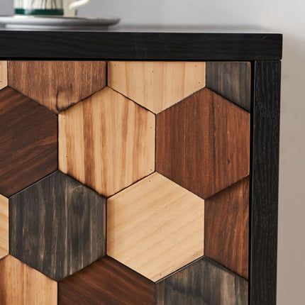 60" Brown Wood Sideboard With Four Doors HomeRoots