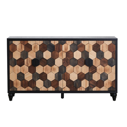 60" Brown Wood Sideboard With Four Doors HomeRoots