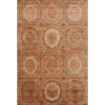 9' X 12' Terra Cotta And Copper Geometric Washable Area Rug With UV Protection HomeRoots
