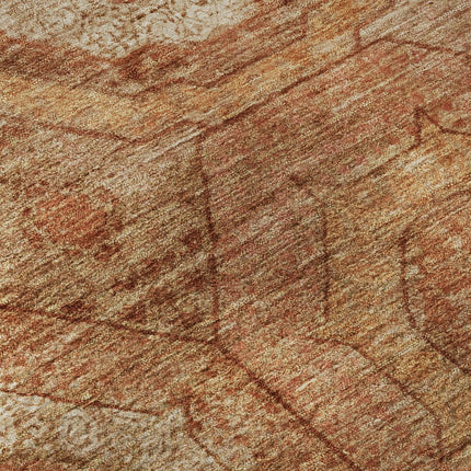 9' X 12' Terra Cotta And Copper Geometric Washable Area Rug With UV Protection HomeRoots