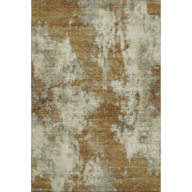 9' X 12' Terra Cotta And Beige Abstract Washable Area Rug With UV Protection
