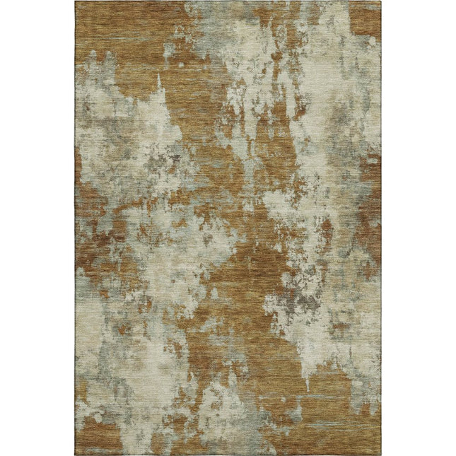 9' X 12' Terra Cotta And Beige Abstract Washable Area Rug With UV Protection HomeRoots