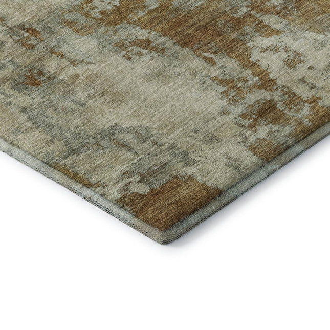 9' X 12' Terra Cotta And Beige Abstract Washable Area Rug With UV Protection HomeRoots