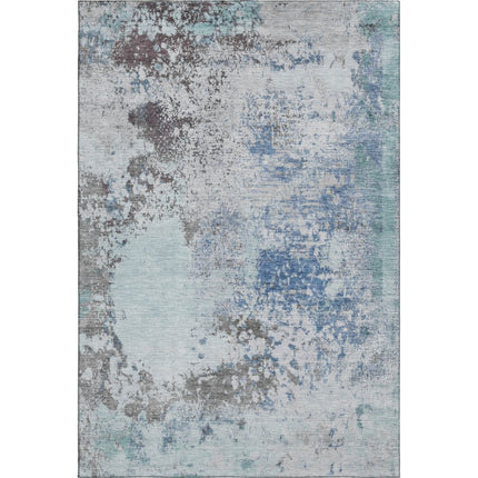 9' X 12' Turquoise And Gray Abstract Washable Area Rug With UV Protection HomeRoots