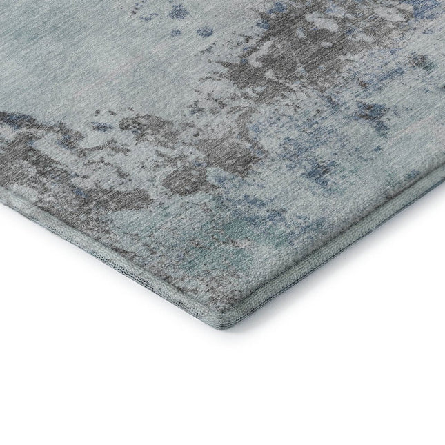 9' X 12' Turquoise And Gray Abstract Washable Area Rug With UV Protection HomeRoots