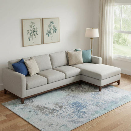 9' X 12' Turquoise And Gray Abstract Washable Area Rug With UV Protection HomeRoots
