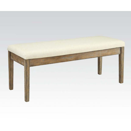 ACME 71718 Claudia Bench, Beige Linen & Salvage Brown