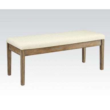 ACME 71718 Claudia Bench, Beige Linen & Salvage Brown ACME Furniture