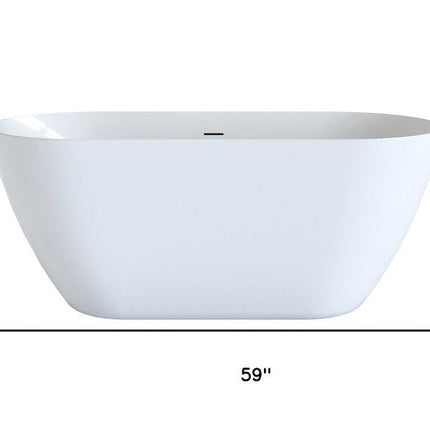 59" White Acrylic Oval Bath Tub HomeRoots