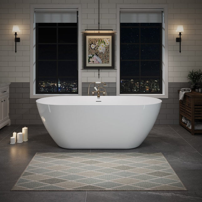 63" White Acrylic Oval Bath Tub HomeRoots