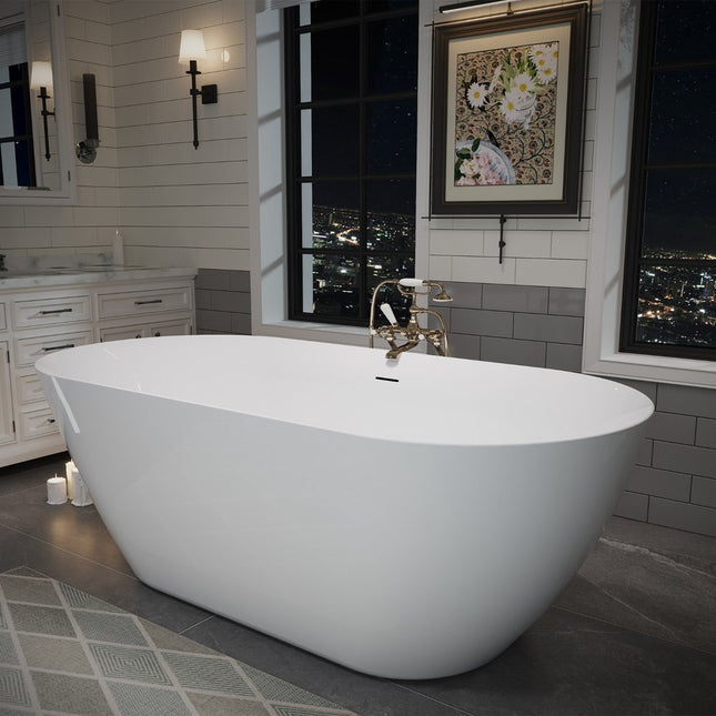 63" White Acrylic Oval Bath Tub HomeRoots