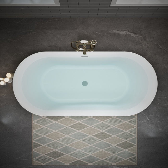 63" White Acrylic Oval Bath Tub HomeRoots