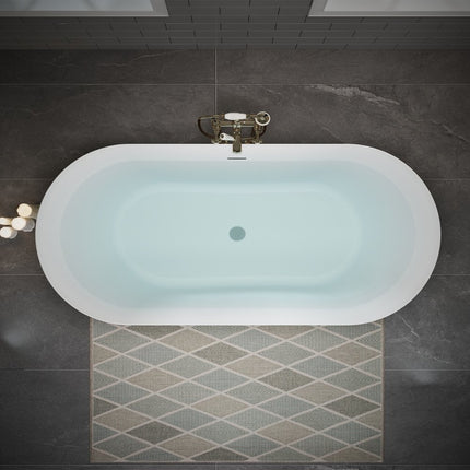 63" White Acrylic Oval Bath Tub