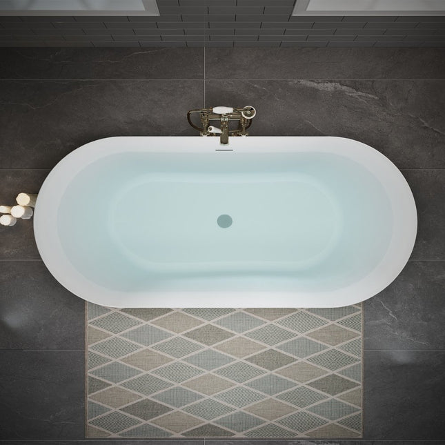63" White Acrylic Oval Bath Tub