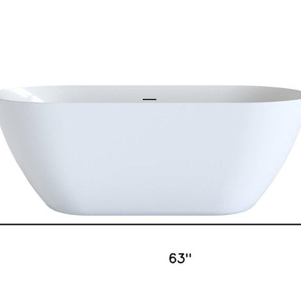 63" White Acrylic Oval Bath Tub HomeRoots