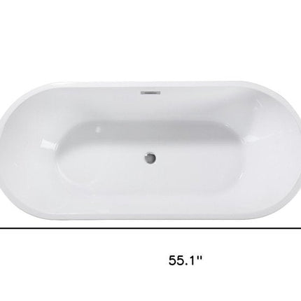 55" White Acrylic Oval Bath Tub HomeRoots