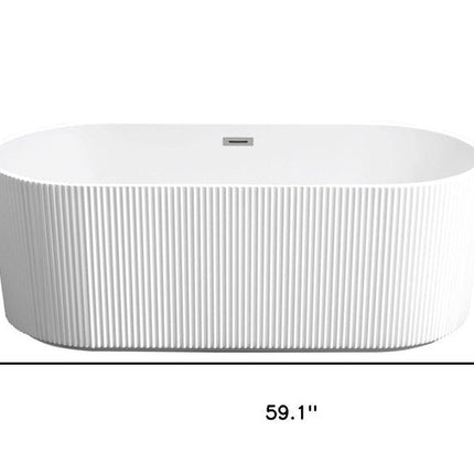 59" White Acrylic Oval Bath Tub HomeRoots