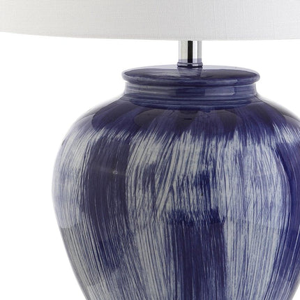 26" Blue And Clear Urn Table Lamp With Drum Shade HomeRoots