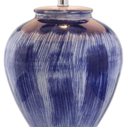 26" Blue And Clear Urn Table Lamp With Drum Shade HomeRoots