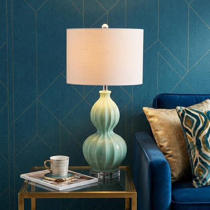 28" Clear Novelty Table Lamp LED With Drum Shade HomeRoots
