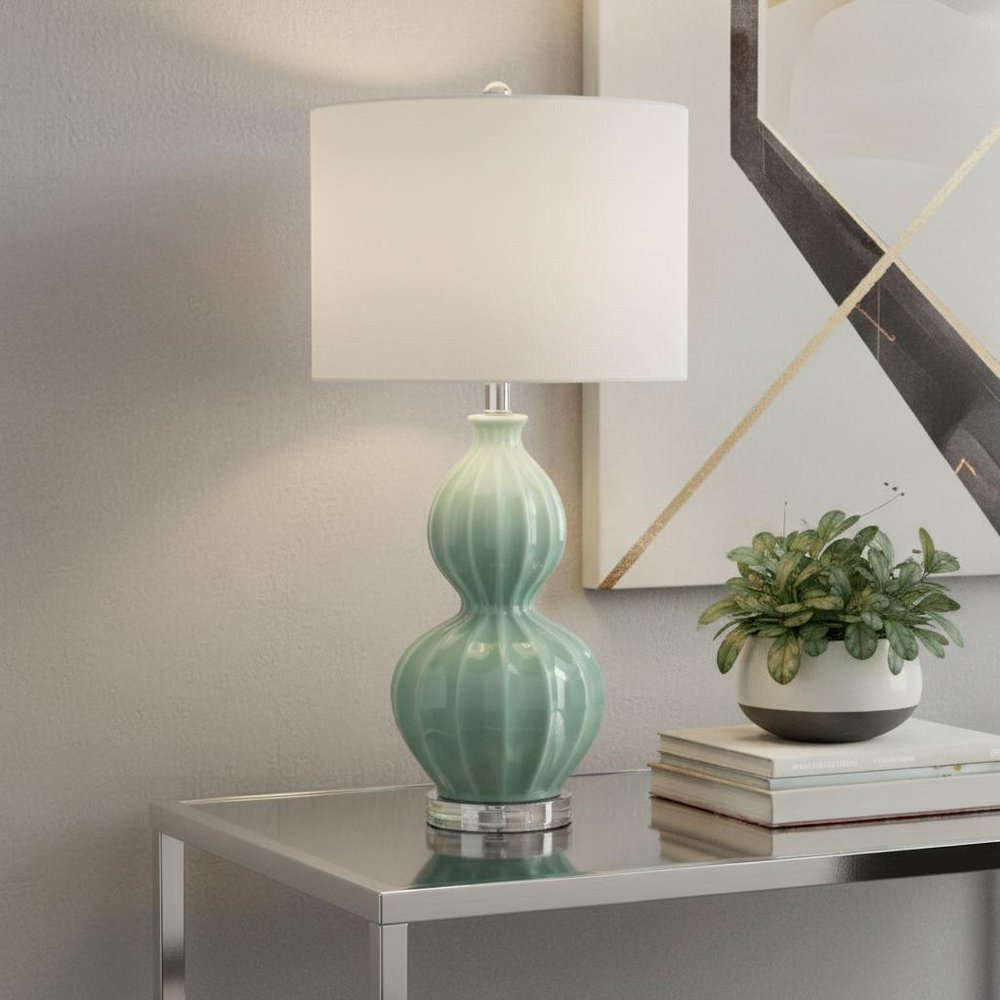 28" Clear Novelty Table Lamp LED With Drum Shade