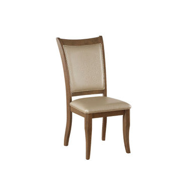 ACME 71767 Harald Side Chair (Set-2), Beige PU & Gray Oak ACME Furniture