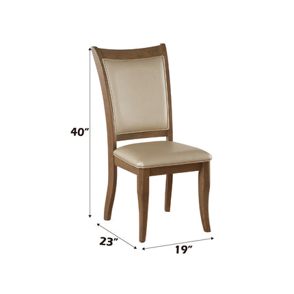 ACME 71767 Harald Side Chair (Set-2), Beige PU & Gray Oak
