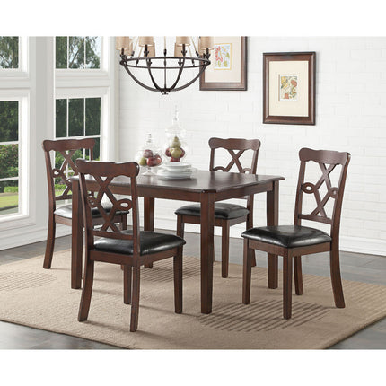 ACME 71835 Ingeborg 5 Piece Pack Dining Set, Black PU & Espresso