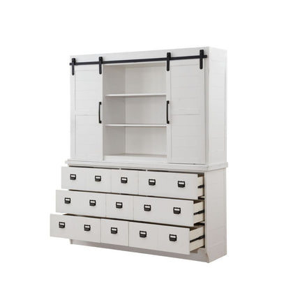 ACME 71853 Renske Hutch & Buffet, Antique White (1Set/2Ctn)