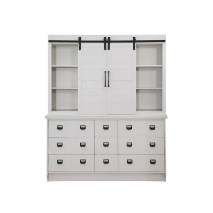 ACME 71853 Renske Hutch & Buffet, Antique White (1Set/2Ctn)