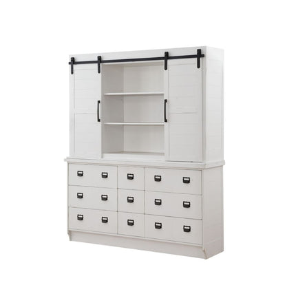 ACME 71853 Renske Hutch & Buffet, Antique White (1Set/2Ctn)