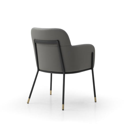 Dark Gray and Black Faux Leather Dining Arm Chair