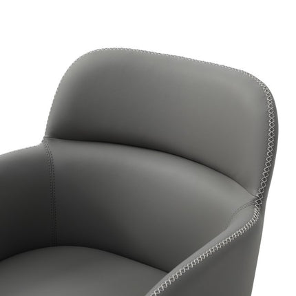 Dark Gray and Black Faux Leather Dining Arm Chair