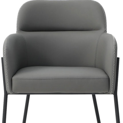 Dark Gray and Black Faux Leather Dining Arm Chair