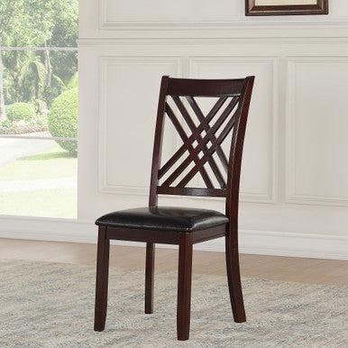 ACME 71857 Katrien Side Chair (Set-2), Black PU & Espresso ACME Furniture