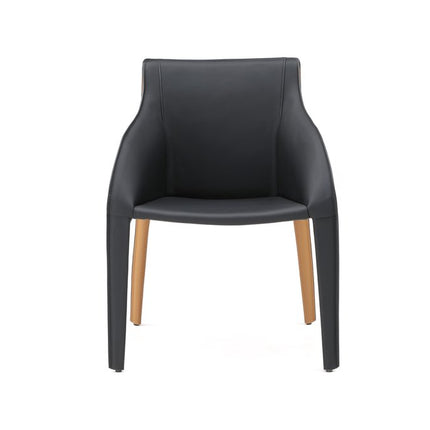 Black and Brown Faux Leather Dining Arm Chair