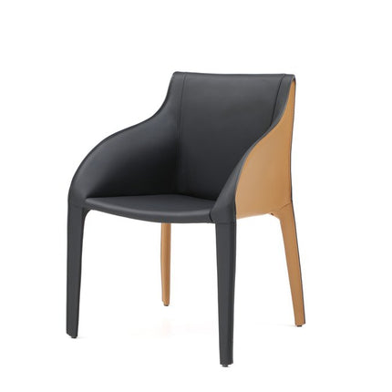 Black and Brown Faux Leather Dining Arm Chair