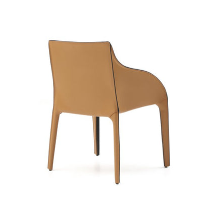 Black and Brown Faux Leather Dining Arm Chair