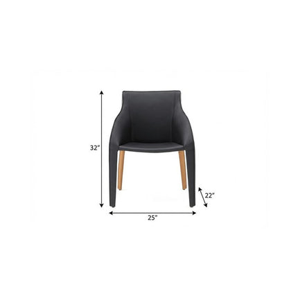 Black and Brown Faux Leather Dining Arm Chair